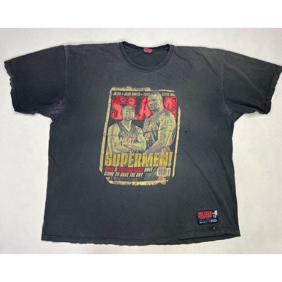 VINTAGE Slam Magazine Shaq O'neil & Dwyane Wade Graphic T-shirt Men 3XL Black - Picture 1 of 10